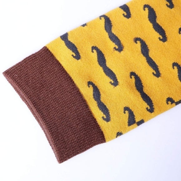 Mens Cotton Blend Crew Mustache Dress Socks 3pk - Picture 4 of 5
